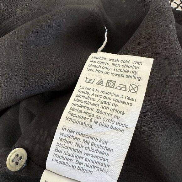 Madewell Top Women Size Small Bird Floral Dark Cottagecore Ruffle Peplum Blouse - Picture 13 of 14